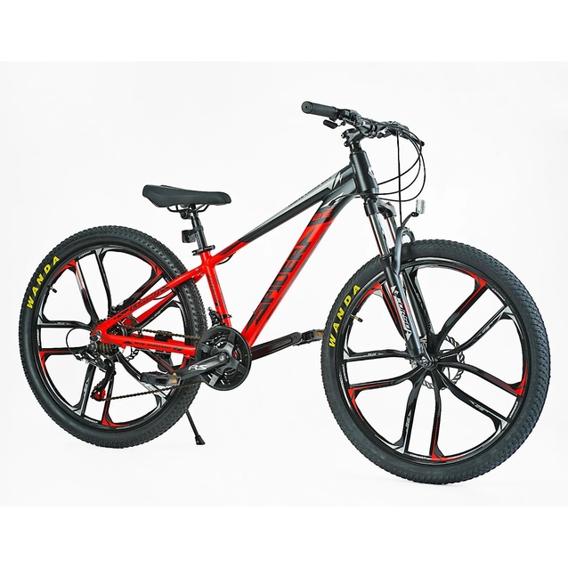 Велосипед 26 AL Corso «SPIDER» SP-26800 алюміній 13", (к-т SHIMANO) чорно-червоний, литі диски