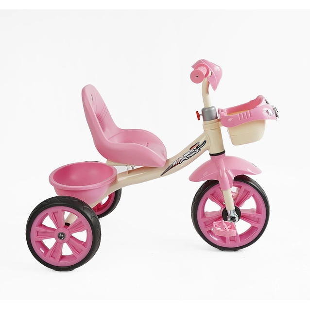 Дитячий велосипед 3-х колісний EVA (піна) Best Trike колеса 10-8, «Машинка» BS-60725 рожевий, сталева рама, УКР.ОЗВУЧУВАННЯ, кошик
