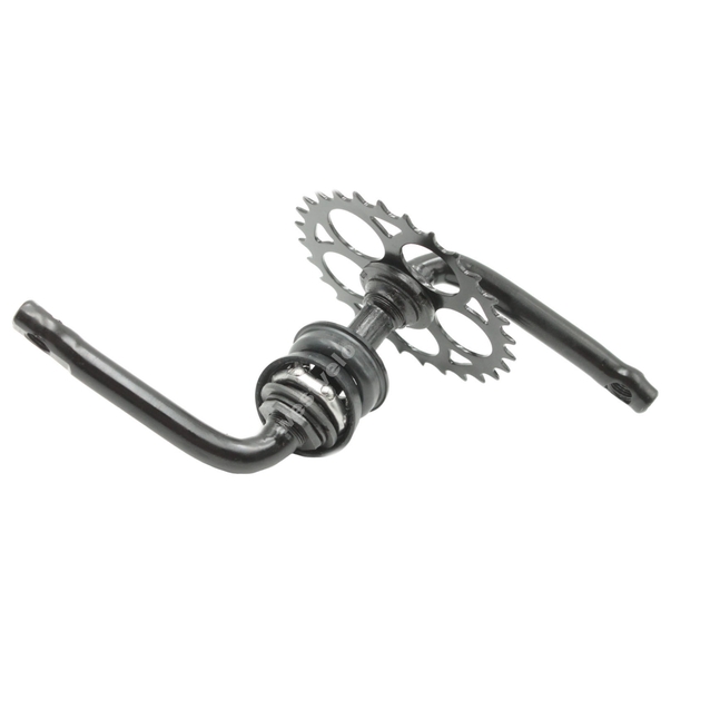 Система шатунів дитяча "16" 28Т, чорна, шатун L-100мм, (віночки 7шар.+чашки,конуси) фото westvelo.com