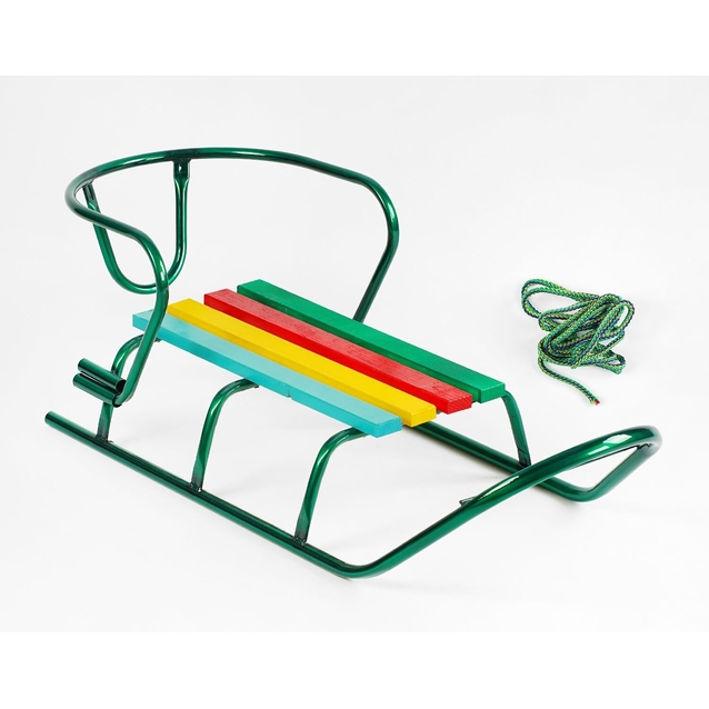 Сани без ручки, ЛЮКС круглі полози, зелені фото westvelo.com