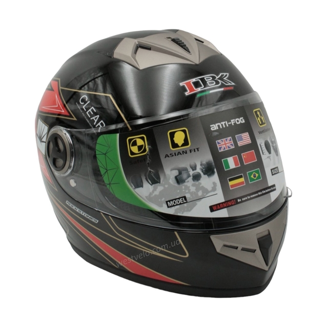 Мото шолом, закритий (XL) "IBK" Інтеграл, 101-4, чорний глянцевий фото westvelo.com