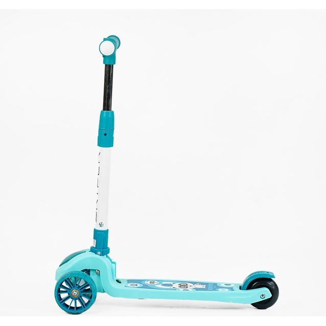 Самокат дитячий 3-х колісний, Skyper SL-2605 блакитно-бірюзовий, колеса PU Ø125mm зі світлом, музика та підсвічування платформи, складне кермо фото westvelo.com