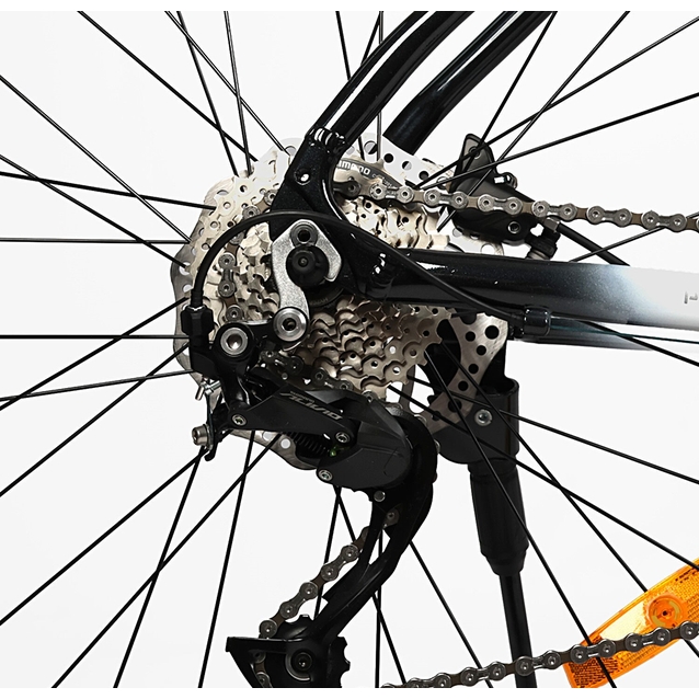 Велосипед 29 AL Corso «ENIGMA» NG-29747 алюміній 19", (к-т SHIMANO Alivio) вилка Santour гідравлічна, чорно-біло-коричневий фото westvelo.com