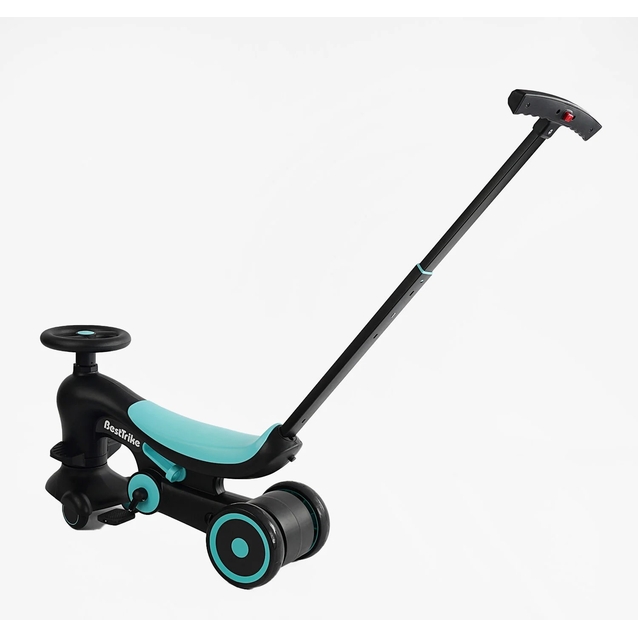 Дитячий велосипед-толокар 3-х колісний з батьківською ручкою, колеса - PU Best Trike BST-8130 чорно-блакитний, рама нейлон фото westvelo.com