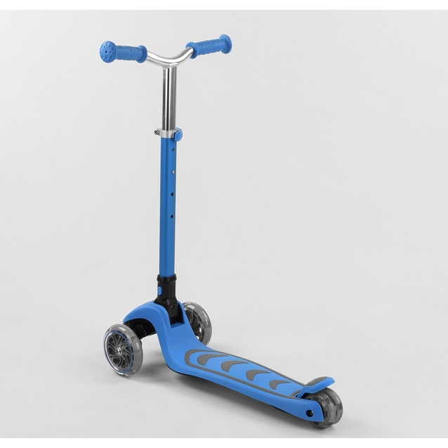 Самокат дитячий 3-х колісний, Best Scooter Y-00180 блакитний, колеса PU Ø120mm/80mm зі світлом, складне AL кермо фото westvelo.com