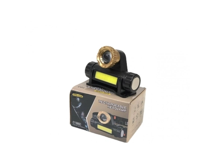 Ліхтар налобний на usb (micro) , XPE+COB №103 з магнітом чорний