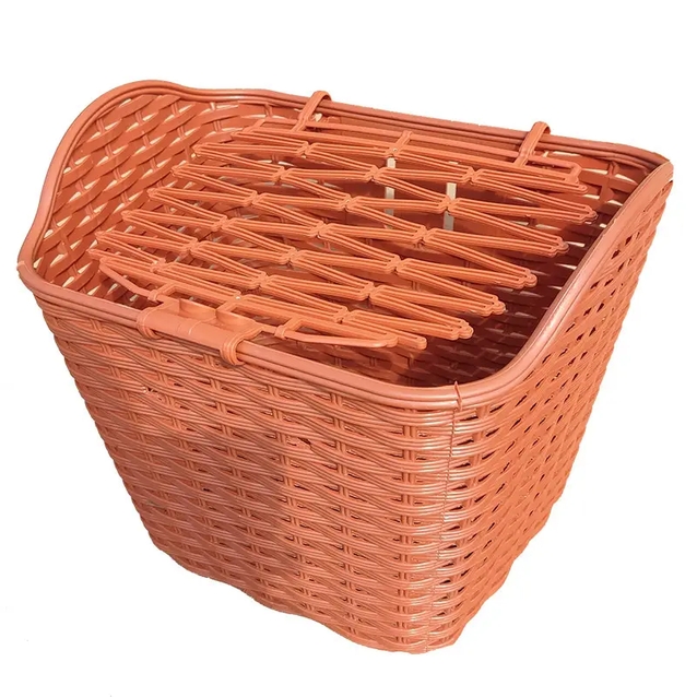 Кошик пластмасовий плетений з кришкою 28 "Verona" коричневий фото westvelo.com