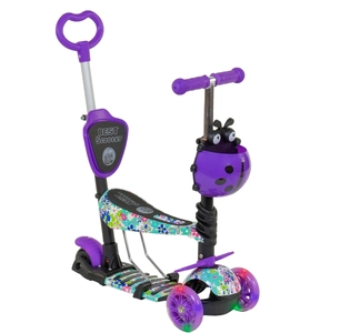 Самокат 5в1 Best Scooter 68995, колеса PU 120х90mm зі світлом, фіолетовий
