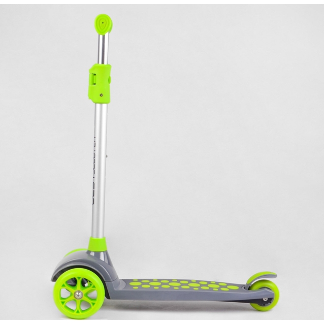 Самокат дитячий 3-х колісний, Best Scooter LK-70111 сіро-салатовий, колеса PU Ø120mm/80mm зі світлом, знімне кермо