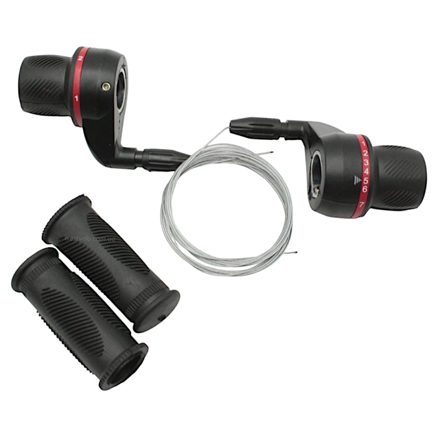 Грипшифт 3+7 шв. пластик, чорно-червоний китай фото westvelo.com