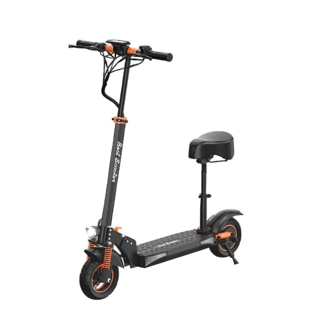 Електросамокат Best Scooter MS-84116 двигун 800W, акумулятор літієвий 48V 17.5Ah з сидінням, складний, колеса 10, чорно-помаранчевий фото westvelo.com