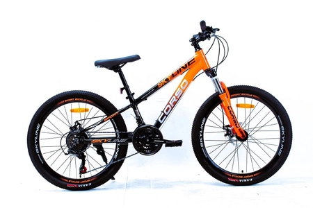 Велосипед 24 AL Corso «SKYLINE» SN-24302 алюміній 11", (к-т SHIMANO) чорно-помаранчевий