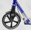 Самокат дитячий 2-х колісний, PU Best Scooter 49804 чорно-синій, колеса Ø230-200mm, AL, 1 амортизатор передній, ФАРА, затискач керма фото westvelo.com