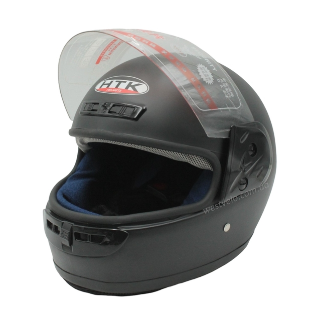 Мото шолом, закритий HTK-221,інтеграл, чорний матовий, з коміром фото westvelo.com