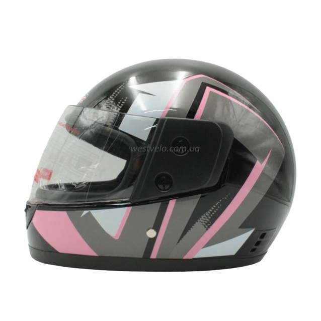 Мото шолом, закритий (XS 53-54) F2,чорно-рожевий глянець (825-1) фото westvelo.com