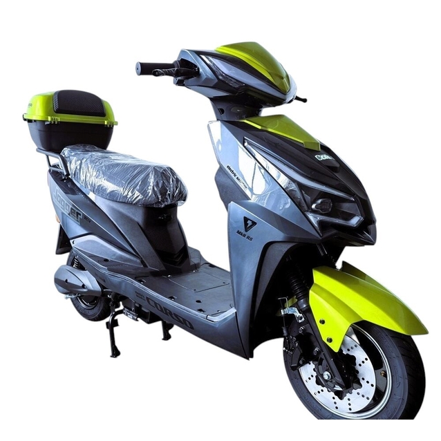 Електроскутер Corso «JOGGER» JR-764032, двигун 1500W, акумулятор 72V 25Ah свинцево-кислотний сіро-оливковий, колеса 10" + 1 ящик. акум фото westvelo.com