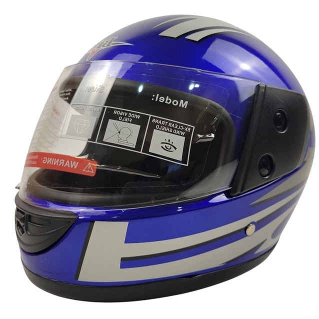 Мото шолом, закритий (L 59-60) BLD синьо-білий, глянець (825) фото westvelo.com