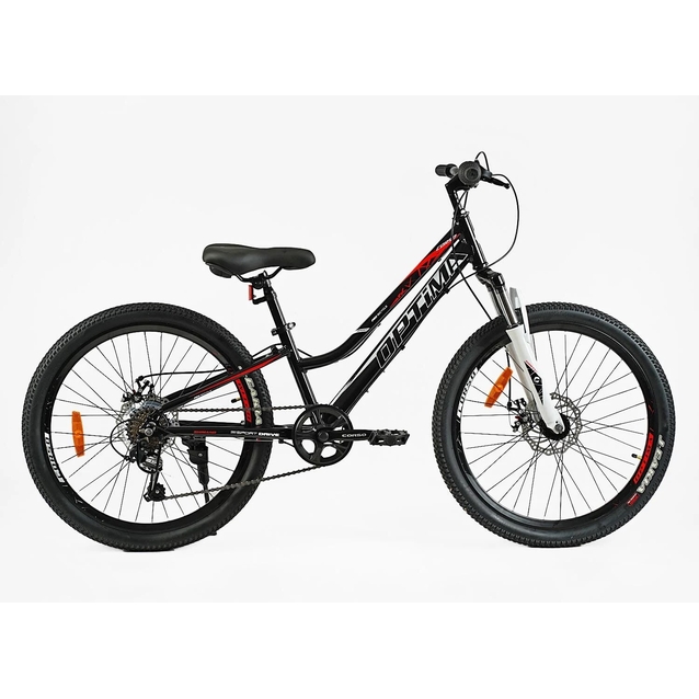 Велосипед 24 AL Corso «OPTIMA» TM-24114-1 алюміній 11", (к-т SHIMANO) чорно-білий фото westvelo.com