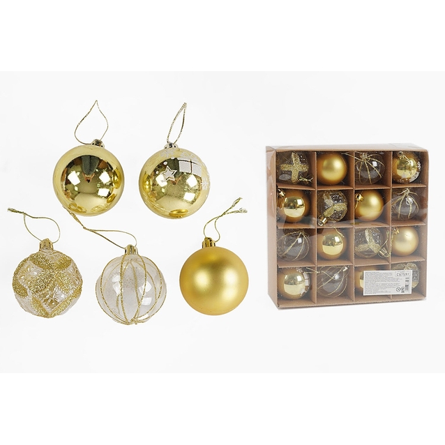 Новорічні прикраси 16 шт, кульки, D = 5,5 см, в коробці (C 67597) фото westvelo.com