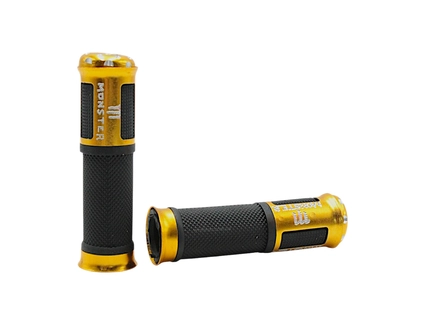 Мото гріпси GJCT (AL) з відбійником, жовті, Гума/Алюміній "MONSTER"