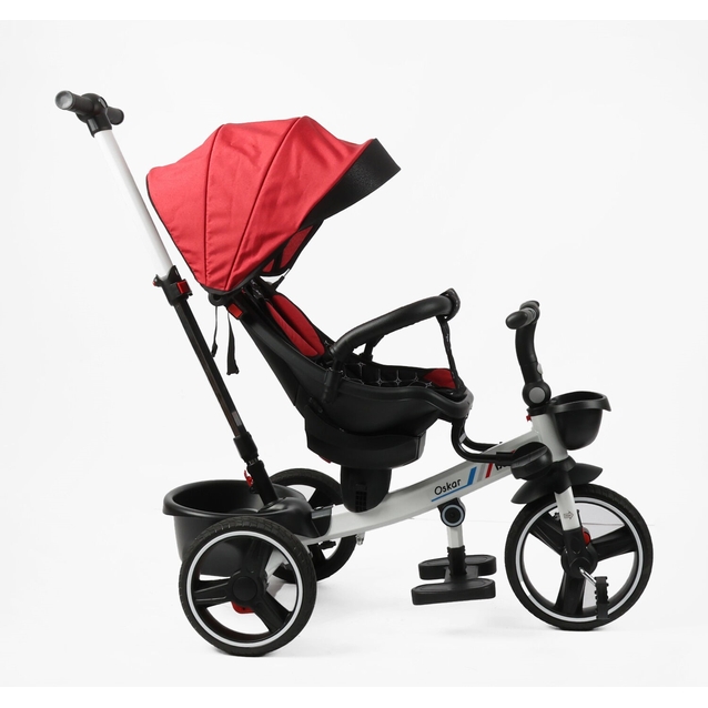 Дитячий велосипед 3-кол з батьківською ручкою, з даш, PU BestTrike «OSCAR» 6390/22-918 червоний, поворотне сидіння, складне кермо, кошик, телескопічна ручка фото westvelo.com