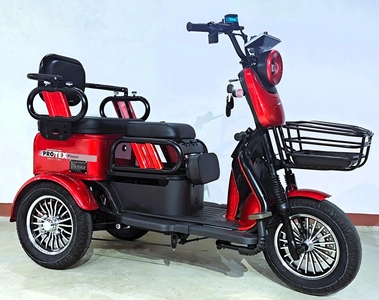 Трицикл Corso «PROTEX POWER» PL-643319, двигун 1200W, акумулятор 72V 24Ah літій-залізно-фосфатний, червоний + 1 ящик. акум, колеса 10"