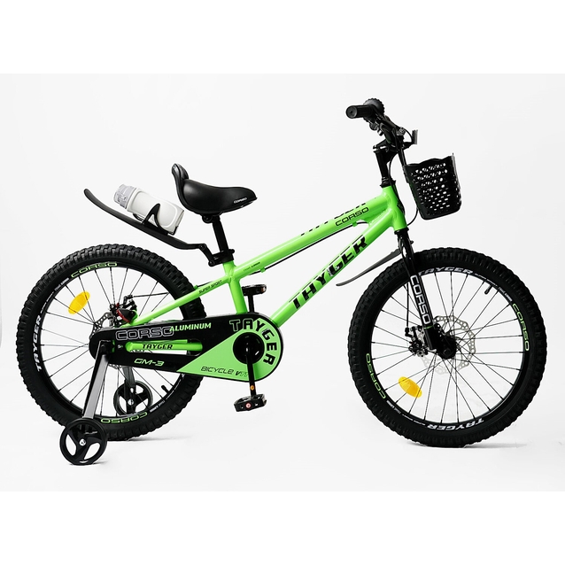 Дитячий велосипед 20 AL Corso «TAYGER» TG-21708 алюмінієва рама, дискові гальма, салатовий фото westvelo.com