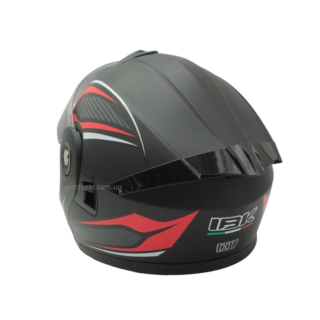 Мото шолом, трансформер (L) IBK-112 чорно-червоний матовий з відкидними окулярами фото westvelo.com