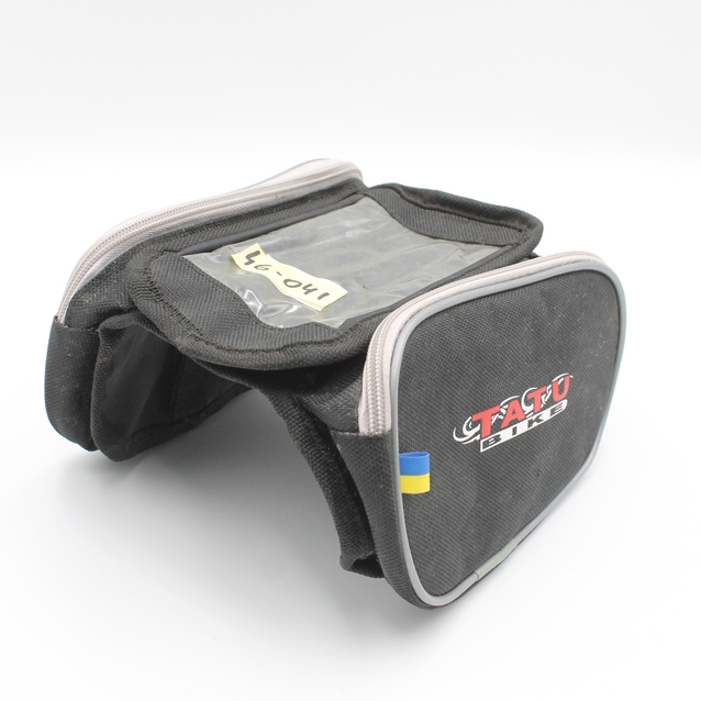 Сумка на раму + місце для телефону TATU-BIKE (В715) двосекційна, чорний фото westvelo.com