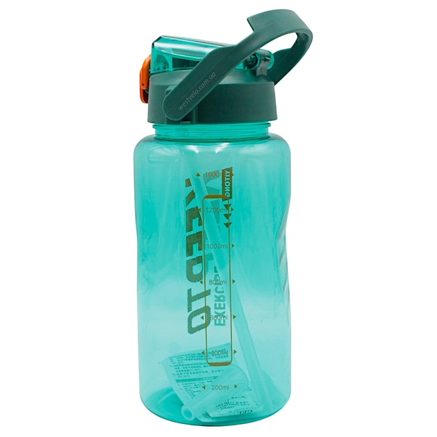 Фляга 1600 ml харч.пластик, KEEPTO EXERCISE, (для тренувань) з трубкою, бірюзова фото westvelo.com