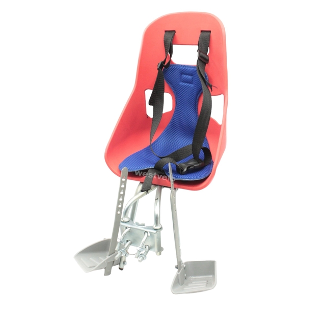 Крісло дитяче, пластик, на стакан руля, з спинкою + підніжки, червоне фото westvelo.com