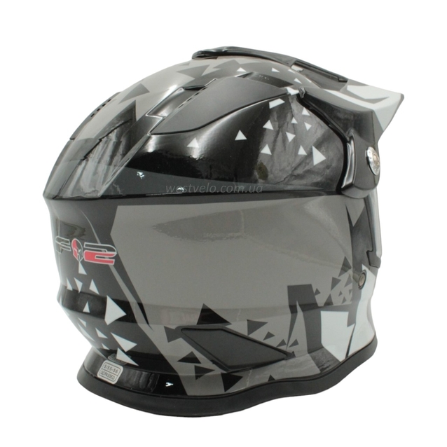 Шолом, закритий крос/ендуро (S 55-56) АТV зі склом F2 (819-7) глянець чорно-сірий фото westvelo.com