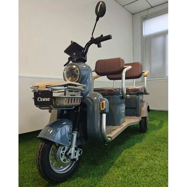 Трицикл Corso «TENSO» TN-451095, двигун 1500W, акумулятор 72V 30Ah літій-залізо-фосфатний, синій, колеса 10" фото westvelo.com