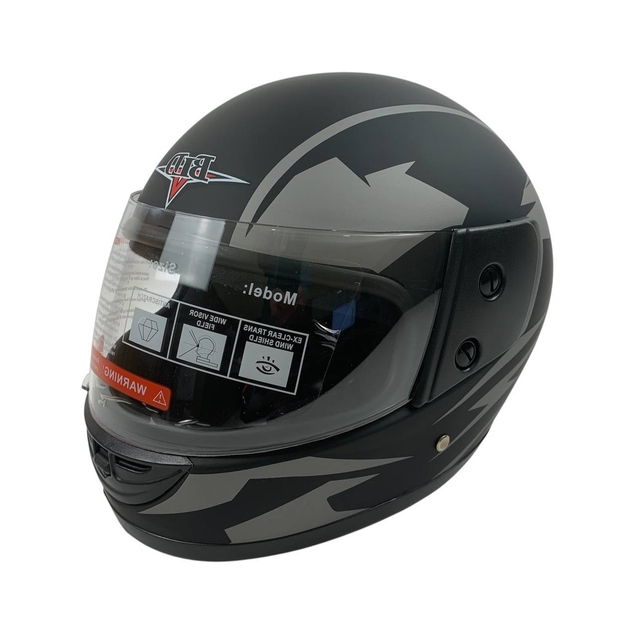 Мото шолом, закритий (L 59-60) BLD, чорно-сірий, матовий (825) фото westvelo.com