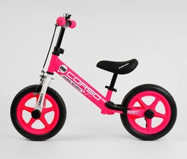 Велобіг 12 Corso, колеса - EVA (піна), сталева рама 28631 ручне гальмо, рожевий, підставка для ніг, підніжка