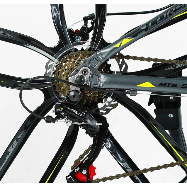 Велосипед 26 AL Corso «SPIDER» SP-26775 алюміній 13", (к-т SHIMANO) графітово-жовтий фото westvelo.com