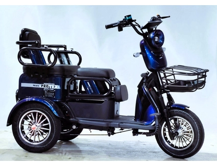 Трицикл Corso «PROTEX MAX» PX-174237, двигун 1200W, акумулятор 72V 28Ah графеновий, синій + 1 ящик. акум, колеса 10"