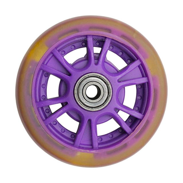 Колесо самоката дитячого поліуретан Ø90мм, діодне, фіолетовий фото westvelo.com