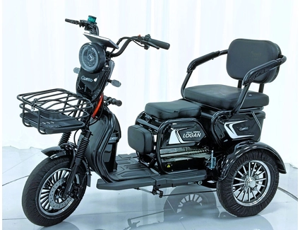 Трицикл Corso «LOGAN L» L-730117, двигун 1200W, акумулятор 72V 24Ah літій-марганець-залізно-фосфатний, чорний, колеса 10"