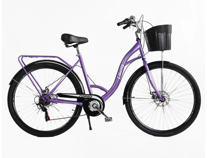 Міський велосипед 28 ST Corso «LIBERTY» LR-28112 сталь 20", (к-т SHIMANO) фіолетовий + кошик
