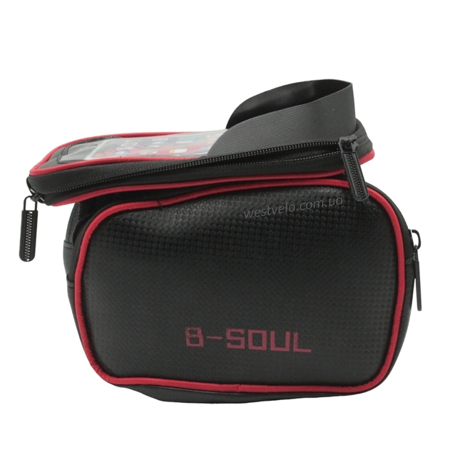 Сумка на раму B-SOUL 2x-стороння + місце для телефону червона фото westvelo.com