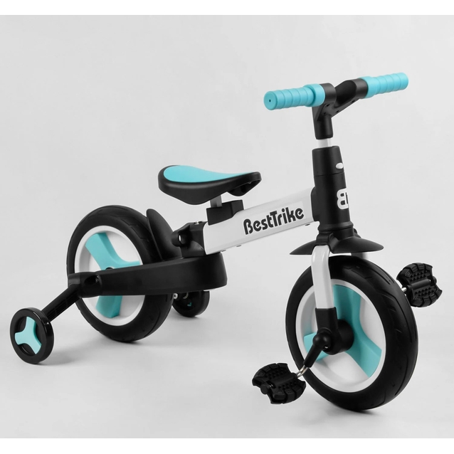 Велобіг-трансформер, 2-кол з батьківською ручкою, PU 10 BestTrike алюміній 56659 біло-блакитний, складний, батьківська ручка, знімні педалі фото westvelo.com