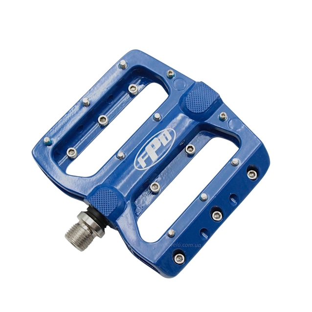 Педалі алюміній проми широкі FPD-393, синій, з змінними шипами (Тайвань) фото westvelo.com