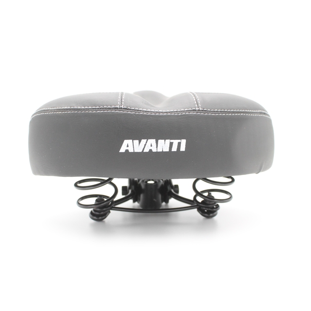 Сідло на пружинах AVANTI № 53 (Sykee) широке, чорно-сіро-жовте (48) фото westvelo.com