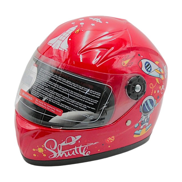 Мото шолом дитячий, закритий (L) "909" SHUTTLE, червоний глянцевий фото westvelo.com