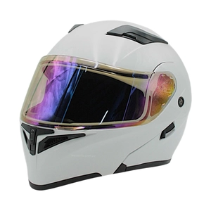 Мото шолом, трансформер (L) "91" білий глянец, вмонтовані окуляри