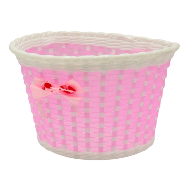 Кошик дитячий пластик, рожево -фіолетовий з бантиком BS01-8 фото westvelo.com