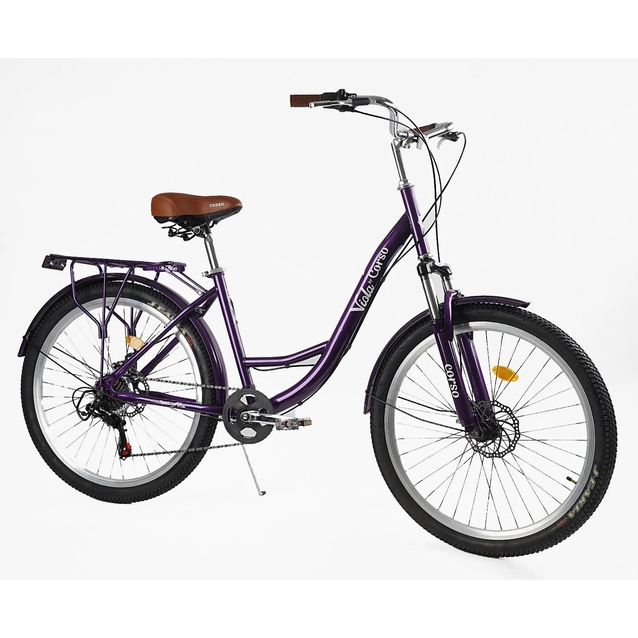 Міський велосипед 26 ST Corso «VIOLA» VL-26914 сталь 17", (к-т SHIMANO) темно фіолетовий фото westvelo.com