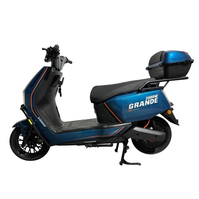 Електроскутер Corso «GRANDE» GR-604047, двигун 2000W, акумулятор 72V 35Ah графеновий, синій, колеса 12" + 1 ящик. акум фото westvelo.com