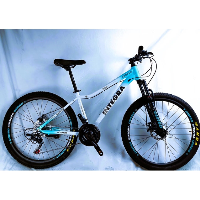 Велосипед 26 AL Corso «INTEGRA» NG-26144 алюміній 15", (к-т SHIMANO) біло-блакитний фото westvelo.com